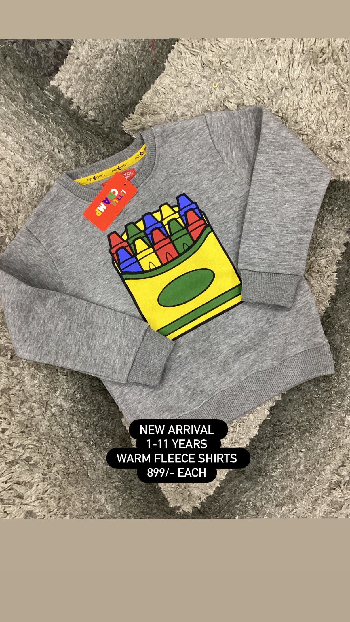 Kids Boys Girls Affordable Baby Outfits –- Winter Warm Fleece Branded Sweat Shirt