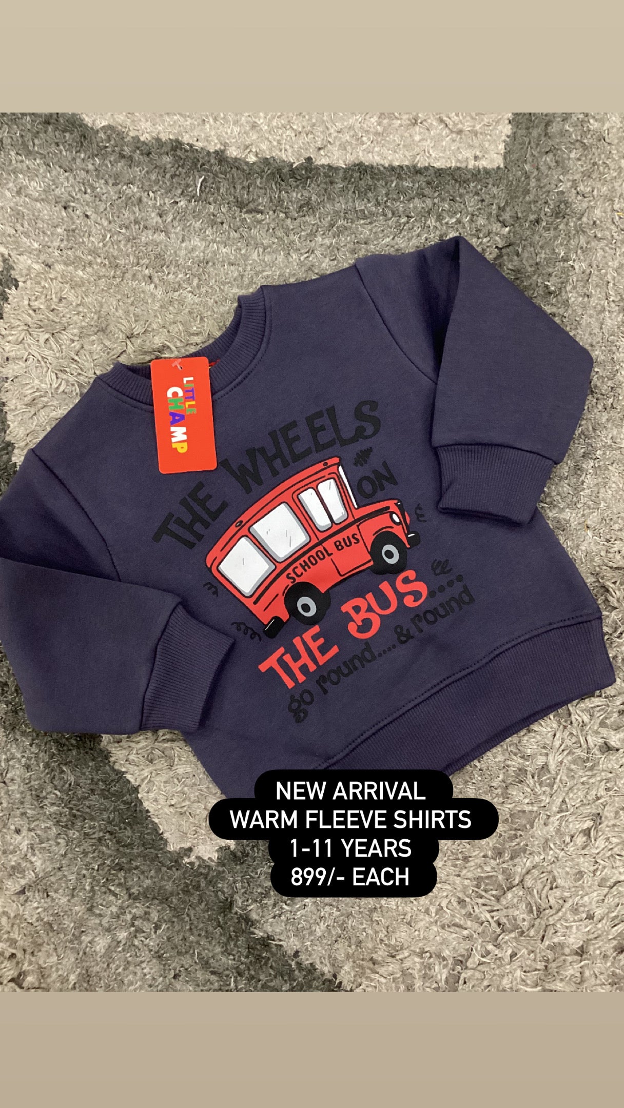 Kids Boys Affordable Baby Outfits –- Winter Warm Fleece Branded Shirt