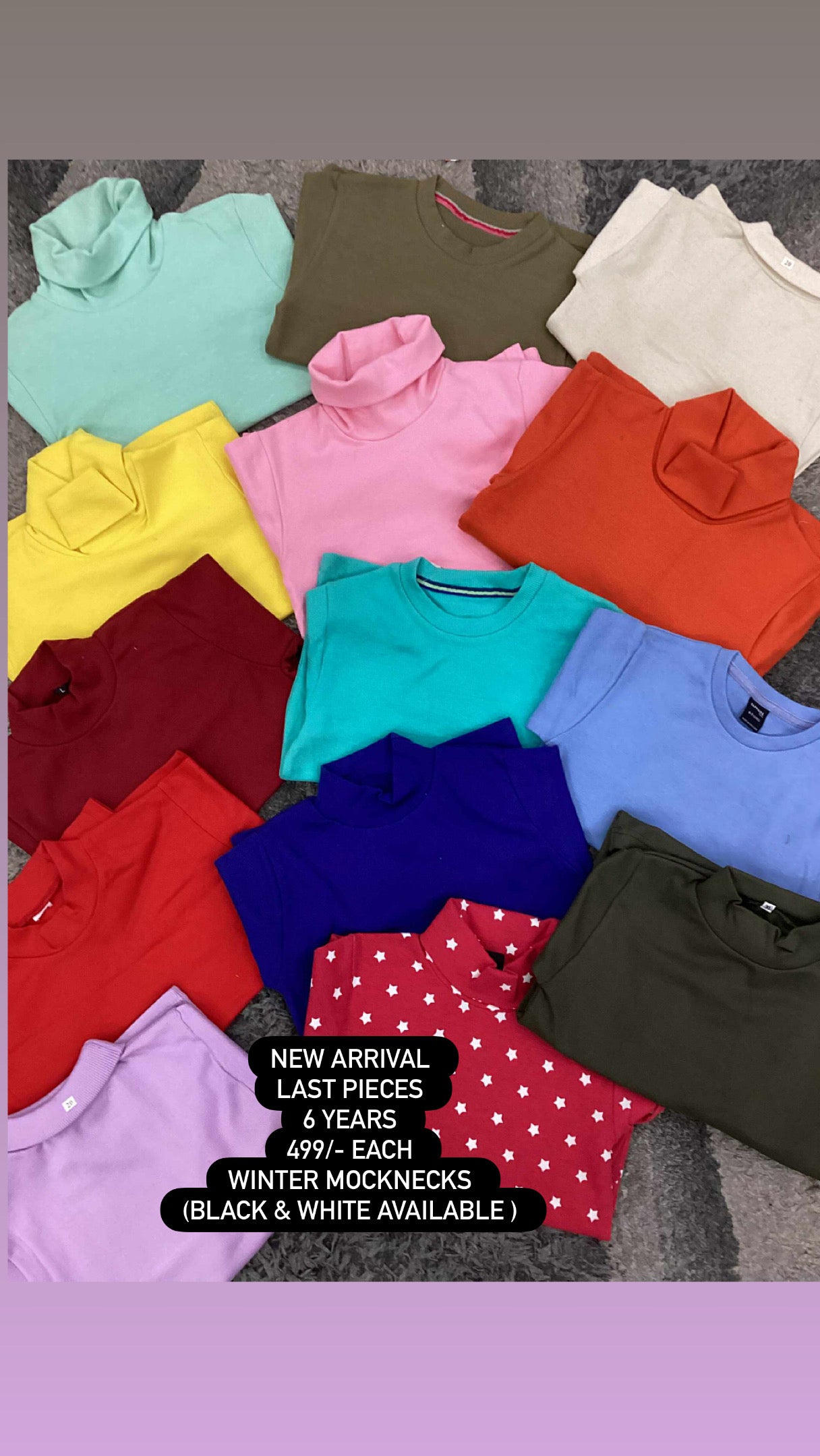 Kids Girls Boys Affordable Baby Outfits –- Winter Warm Hi/Mock Necks Pack of 3