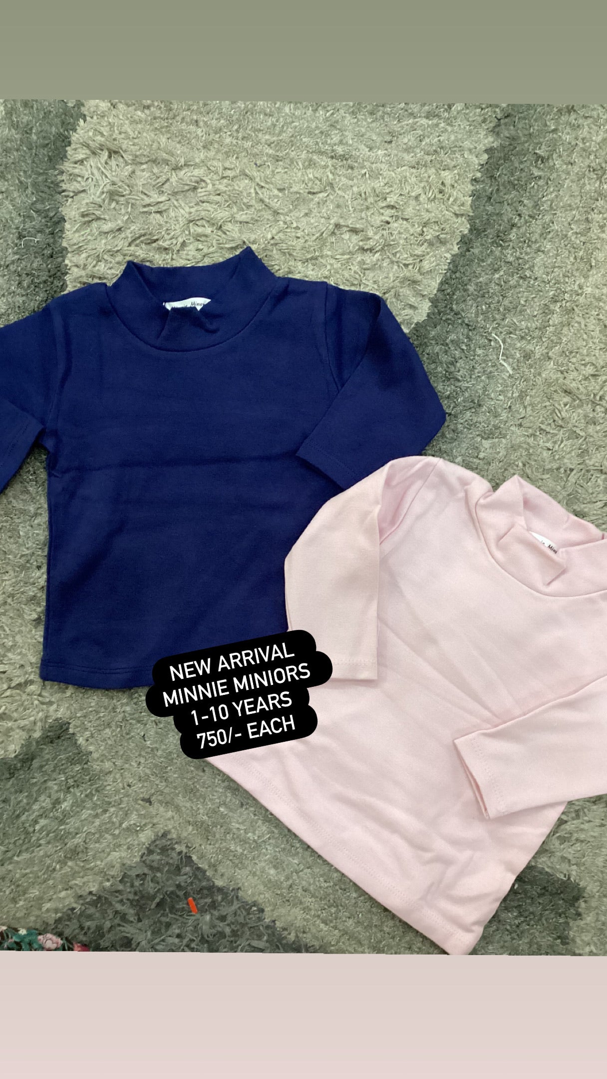 Kids Girls Boys Affordable Baby Outfits –- Winter Warm Original Minnie Minors Hi Necks