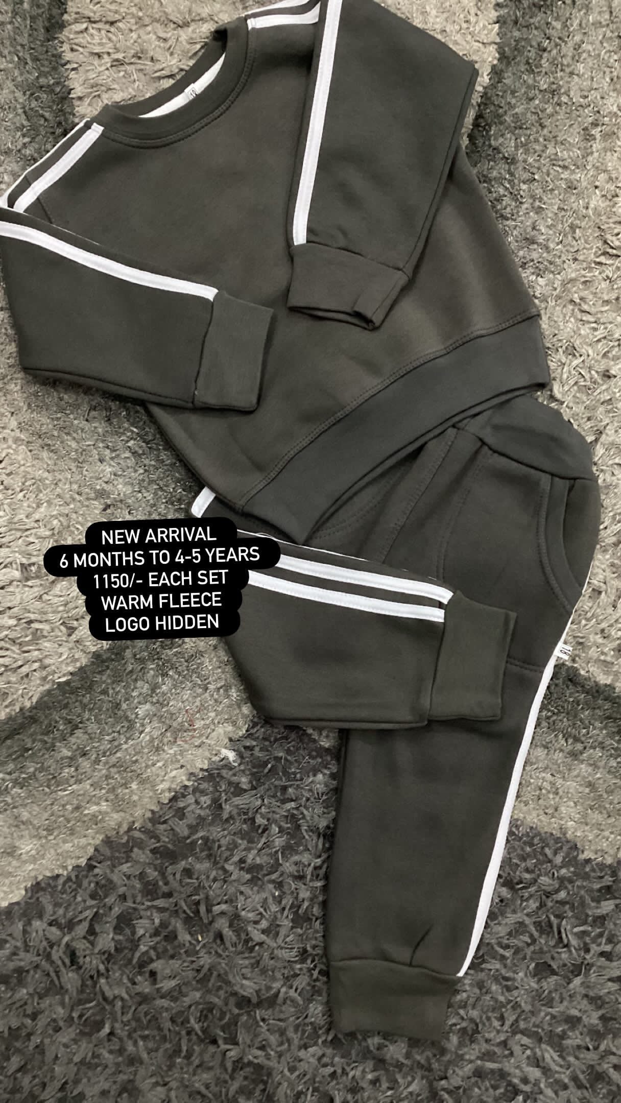 Kids Boys Girls Affordable Baby Outfits –- Winter Warm Fleece Branded Addidas Track Suit