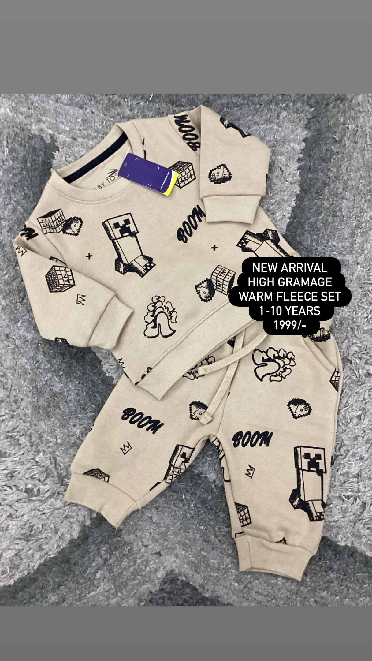 Kids Boys Girls Affordable Baby Outfits –- Winter Warm Fleece Track Suit Branded