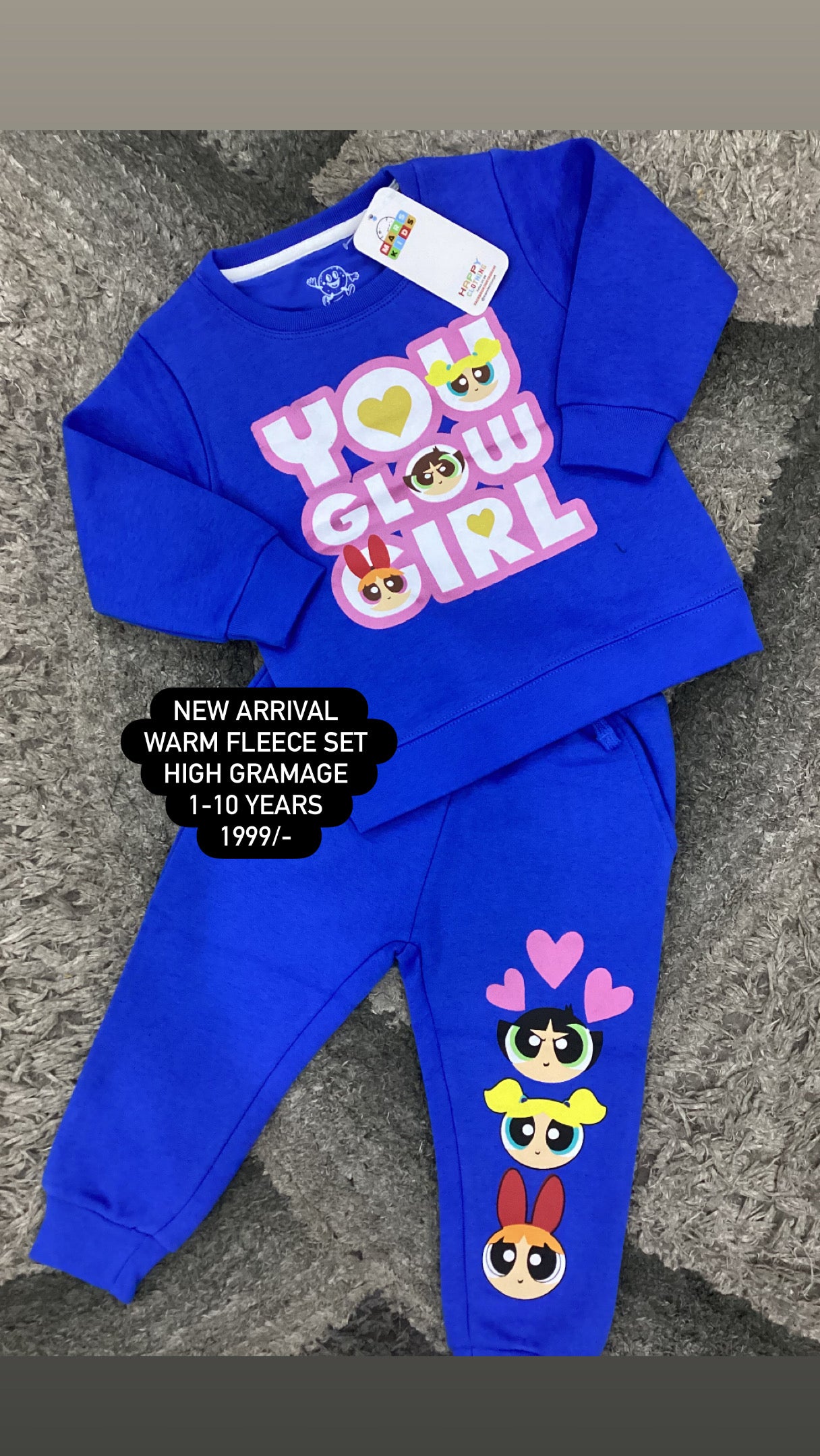 Kids Girls Affordable Baby Outfits –- Winter Warm Fleece Branded Track Suit