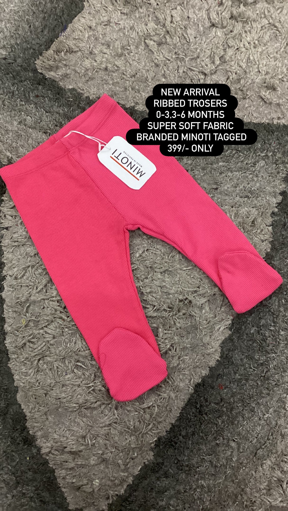 Kids Infant Affordable Baby Outfits –- Winter Mid Weather Ribbed Minoti Branded Trousers