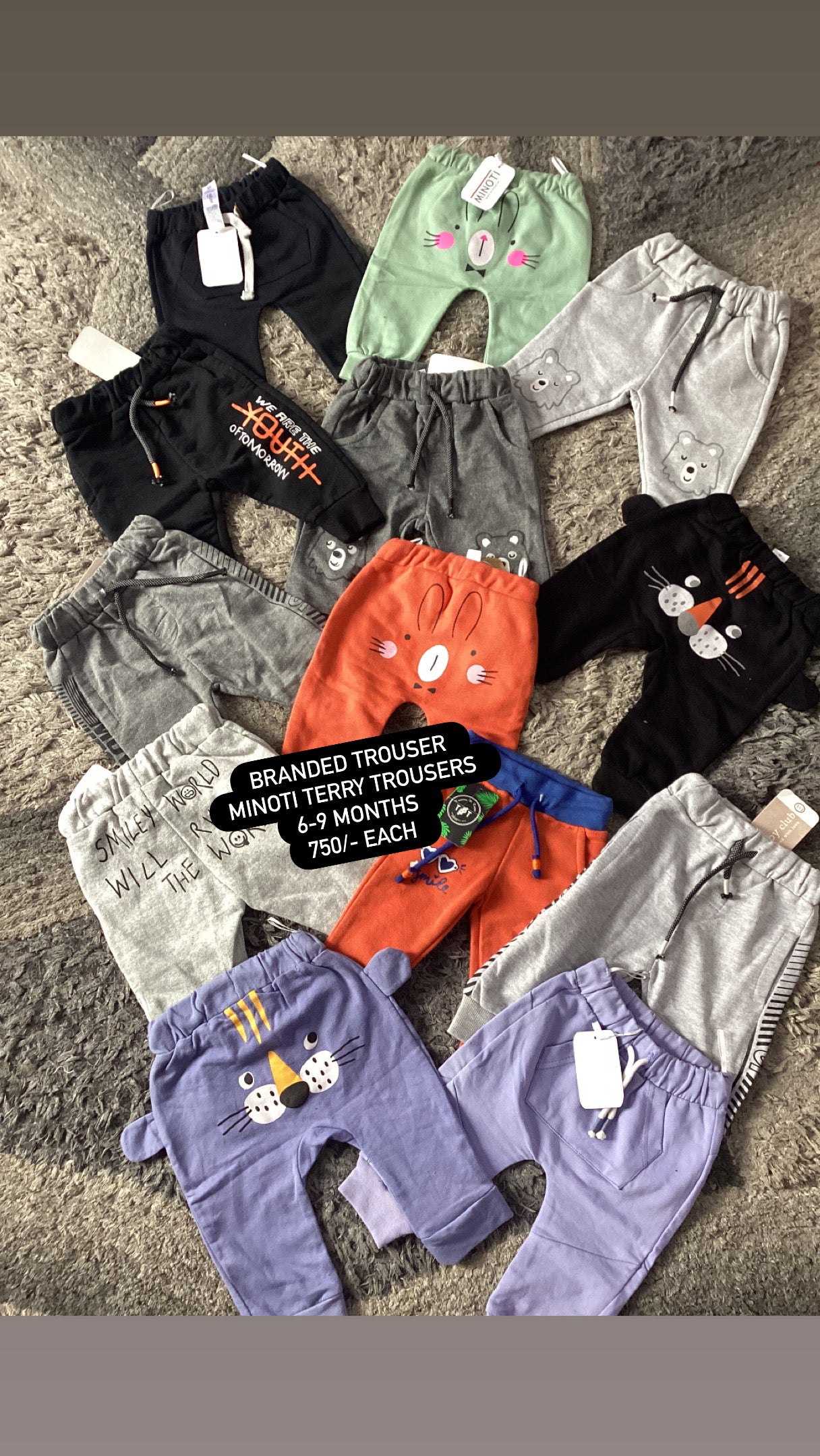 Kids Infant Affordable Baby Outfits –- Winter Warm Trousers Mid Weather and Terry