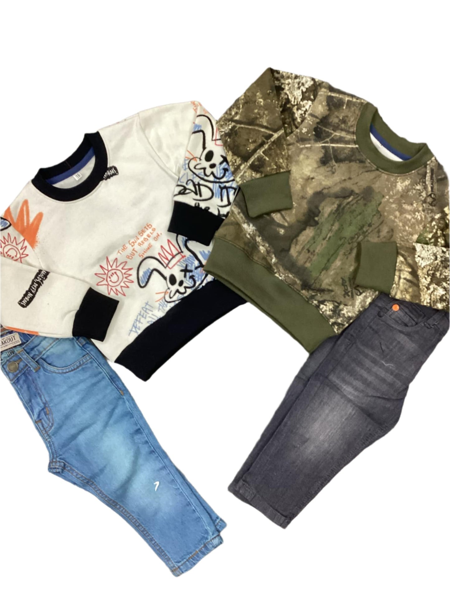 Kids Boys Winter Warm Fleece Shirt with Original Breakout Jeans