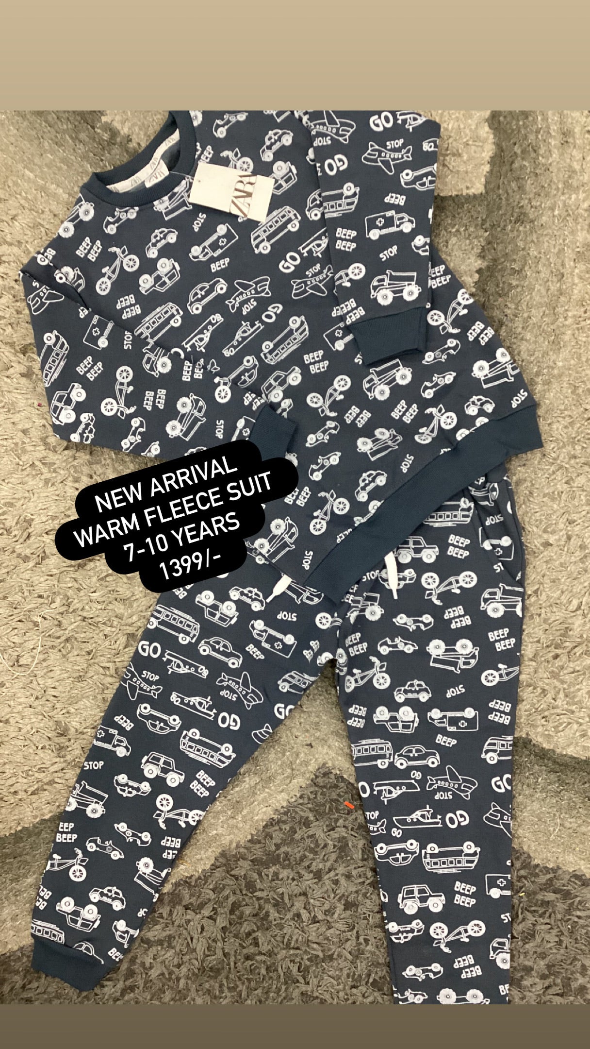 Kids Girls Affordable Baby Outfits –- Winter Warm Branded Fleece Track Suit