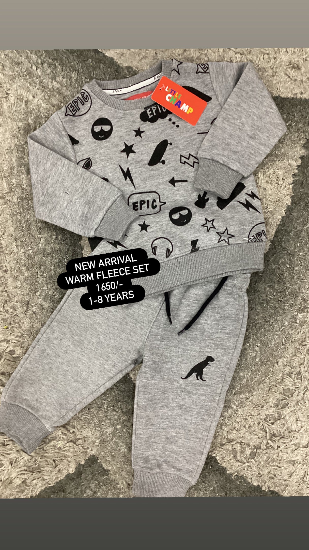 Kids Boys Affordable Baby Outfits –- Winter Warm Branded Fleece Track Suit