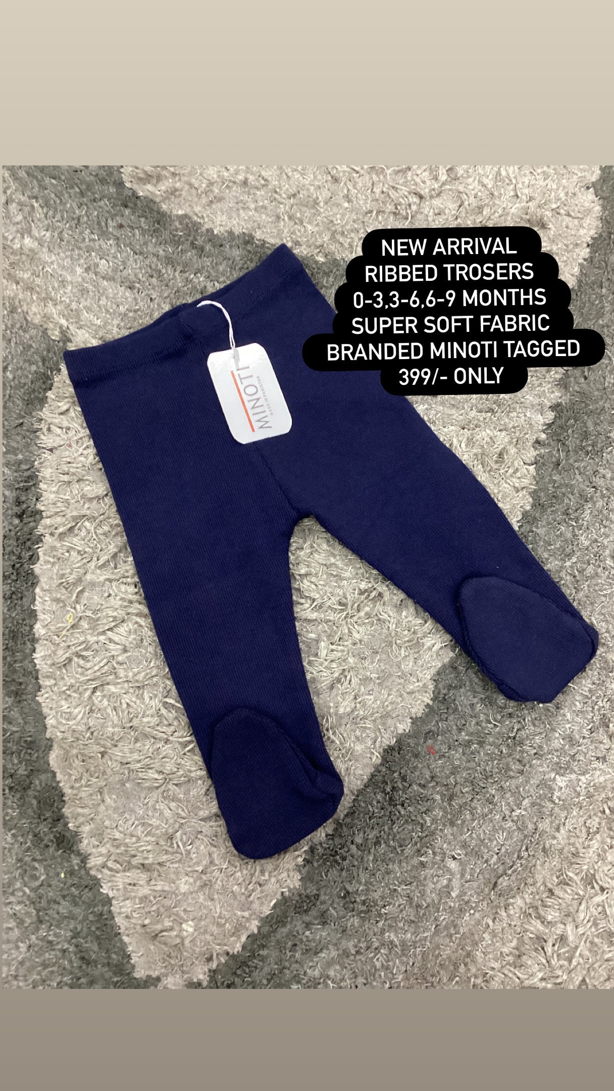 Kids Infant Affordable Baby Outfits –- Winter Mid Weather Ribbed Minoti Branded Trousers