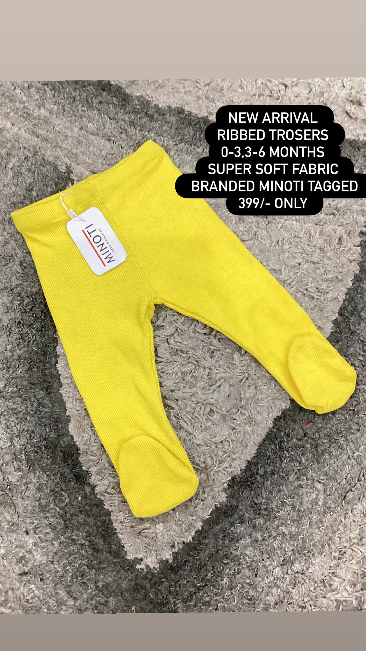 Kids Infant Affordable Baby Outfits –- Winter Mid Weather Ribbed Minoti Branded Trousers