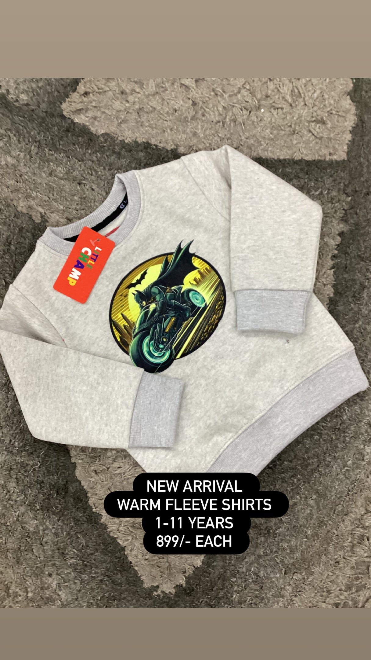 Kids Boys Affordable Baby Outfits –- Winter Warm Fleece Branded Shirt