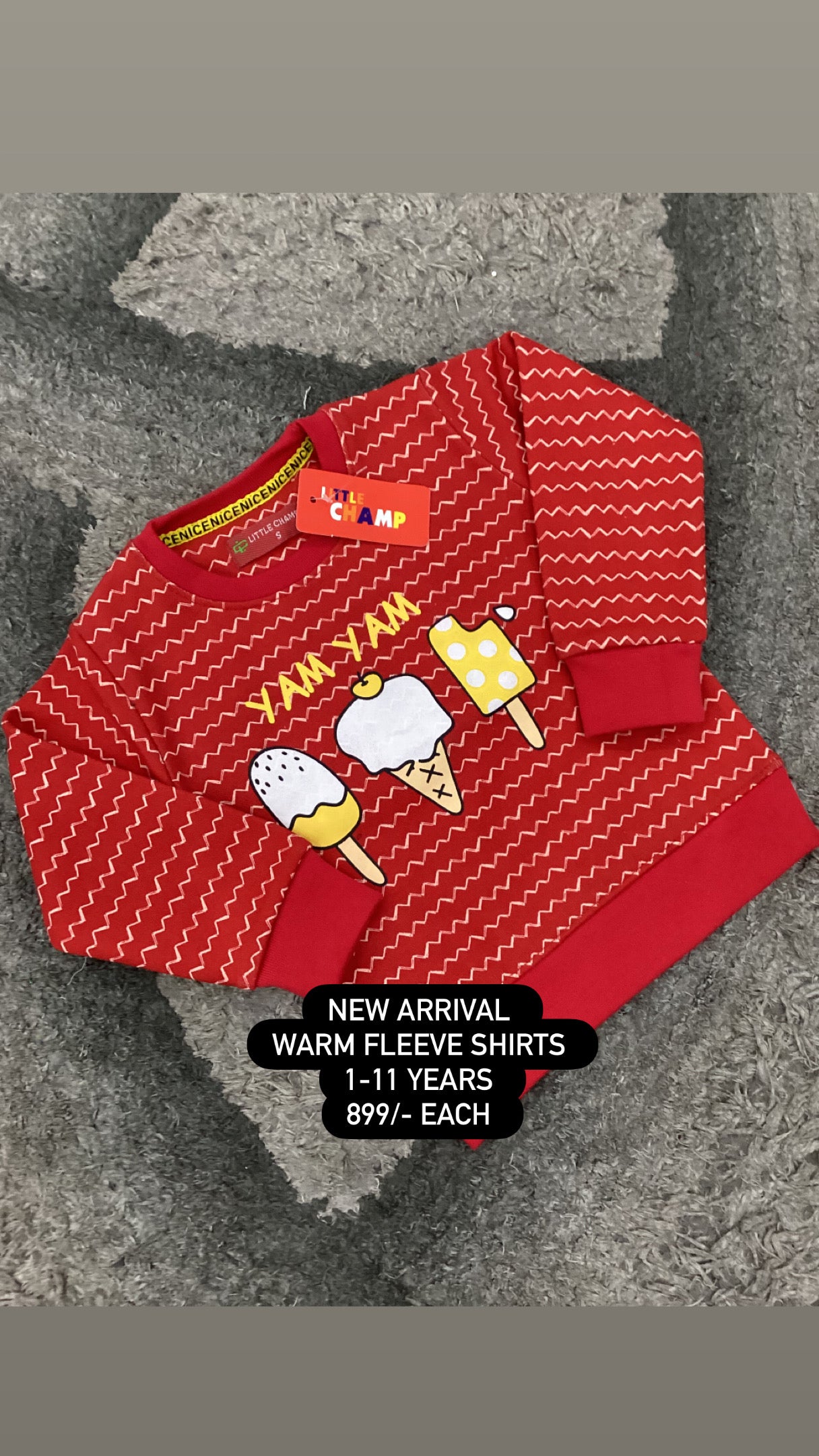 Kids Girls Affordable Baby Outfits –- Winter Warm Fleece Branded Shirt