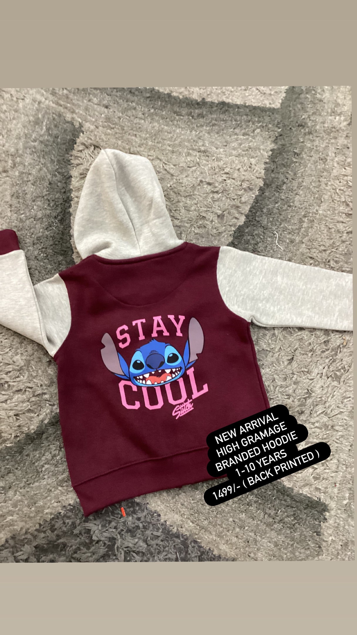 Kids Girls Boys Affordable Baby Outfits –- Winter Warm Fleece Hoodie Branded Imported