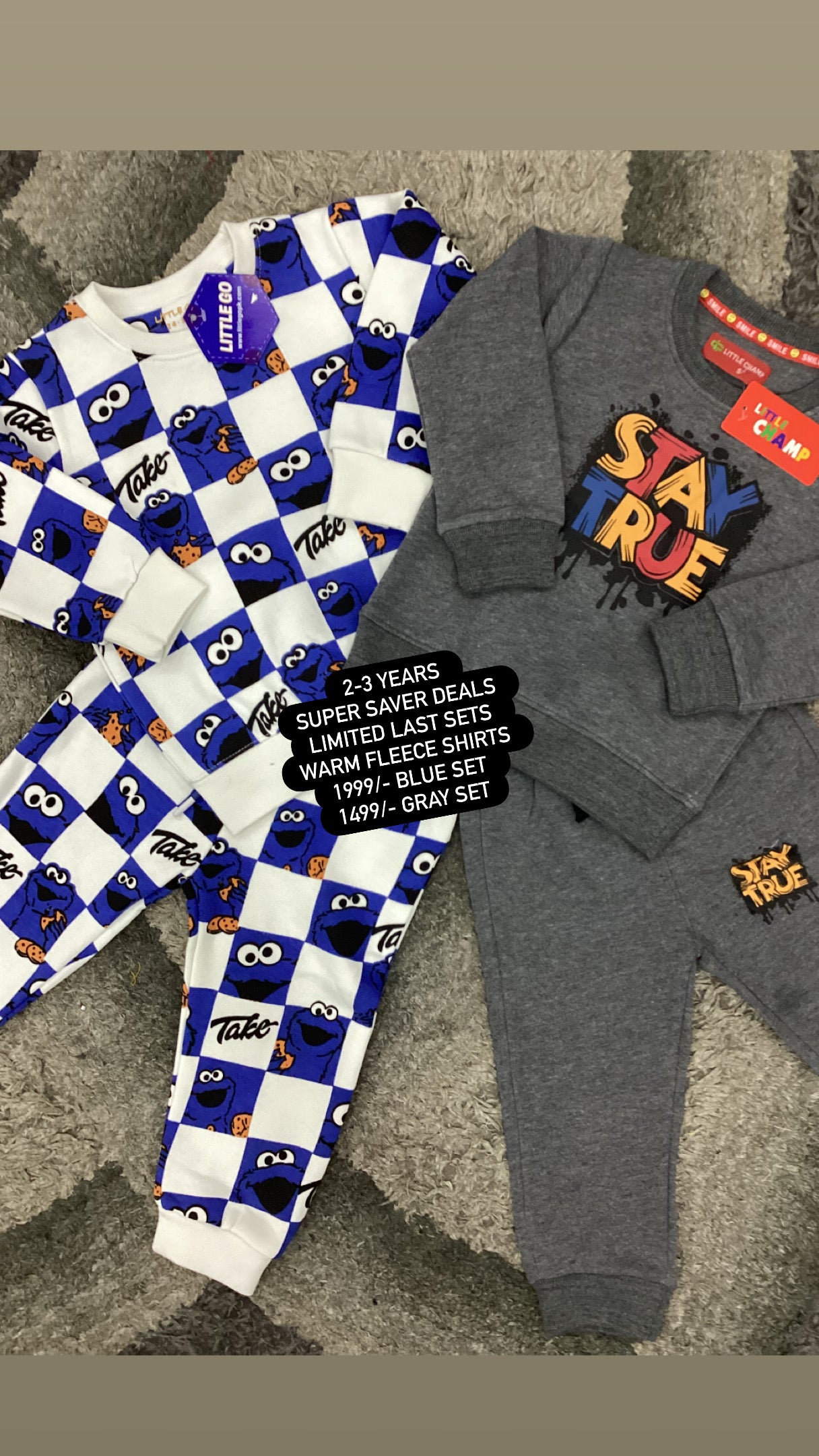 Kids Boys Affordable Baby Outfits –- Winter Warm Fleece Branded Track Suit