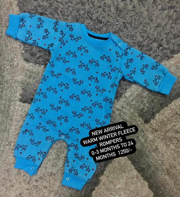 Kids Infant New Arrival 2023 Fleece Romper Sky Blue