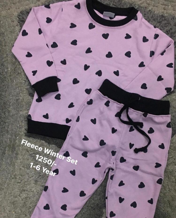 Kids Girls Boys Fleece Winter 2023 Suit Hearts 2,3,5,7,8,9,10 Year