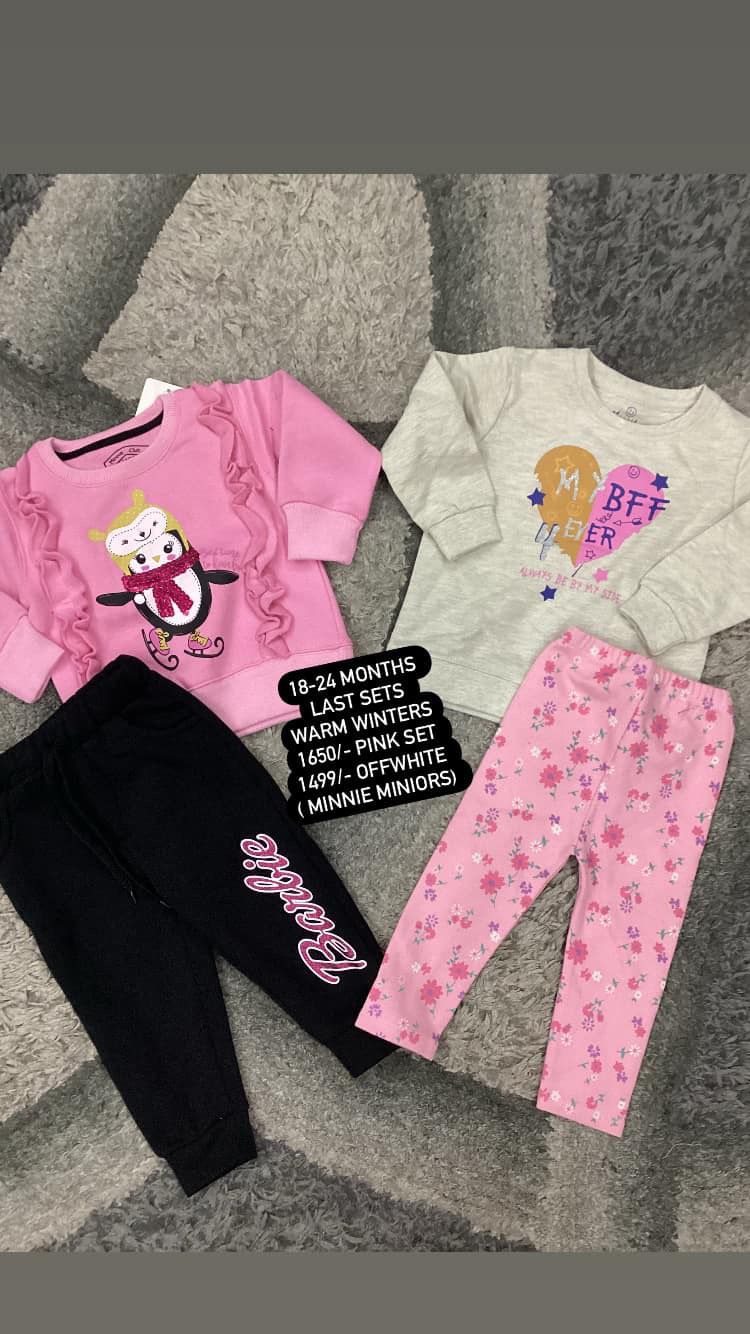 Kids Girls Winter Fleece Warm Shirt and Trouser Imported Brand