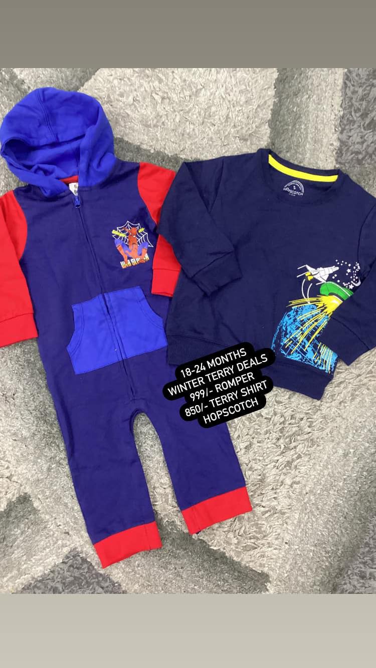 Kids Boys Winter Fleece Warm Romper Imported Brand