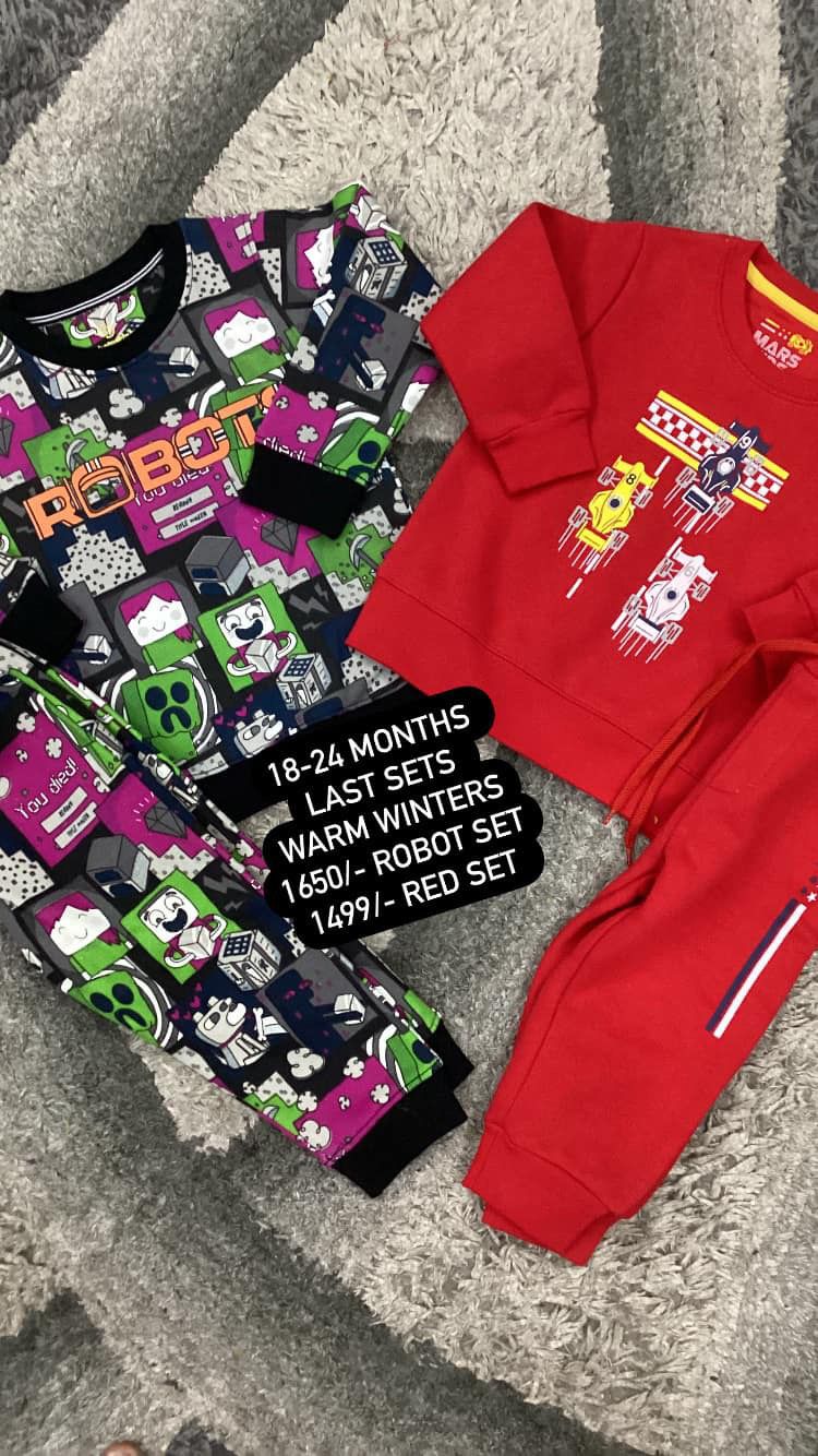 Kids Boys Winter Fleece Warm Shirt and Trouser Imported Brand