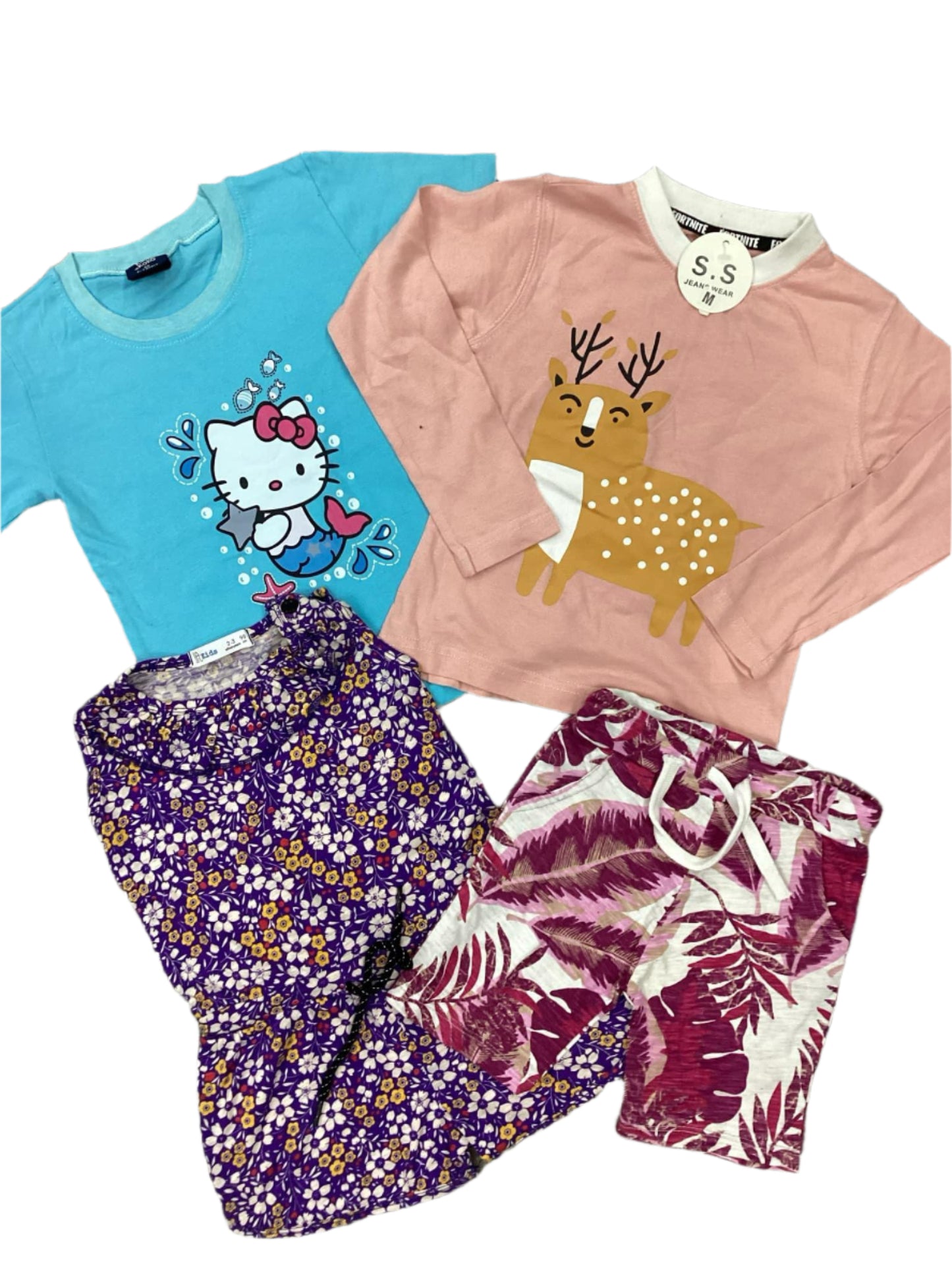 Kids Girls Summer Deal 2-3 Year Pack of 4 Shirts with One Short