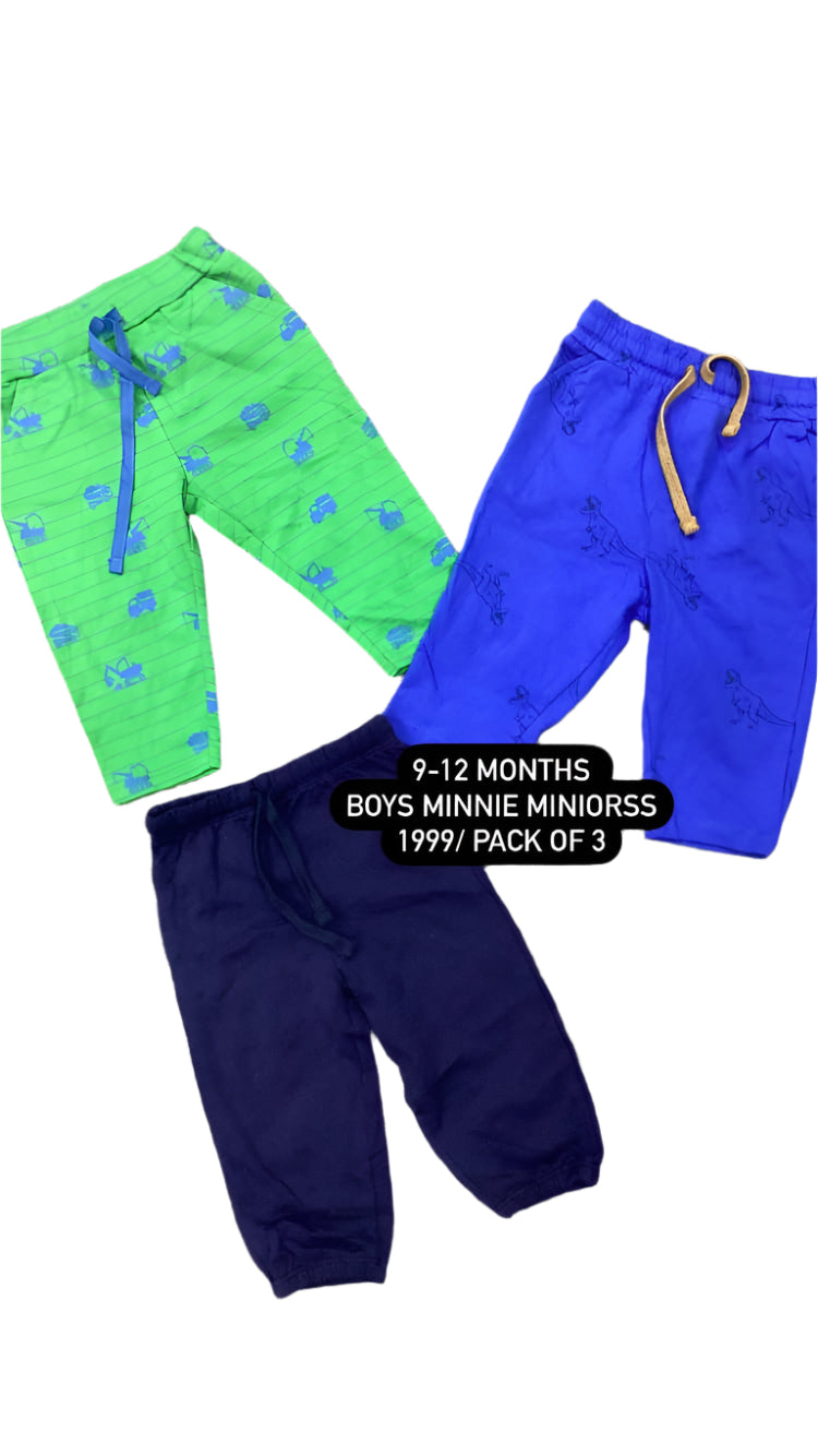 Kids Boys Summer Deal 9-12 Months Pack of 3 Trouser