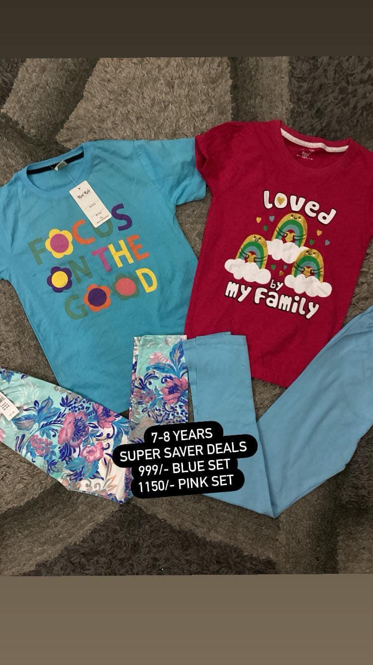 Kids Girls Summer Shirts and Tights Pack 7-8 Years