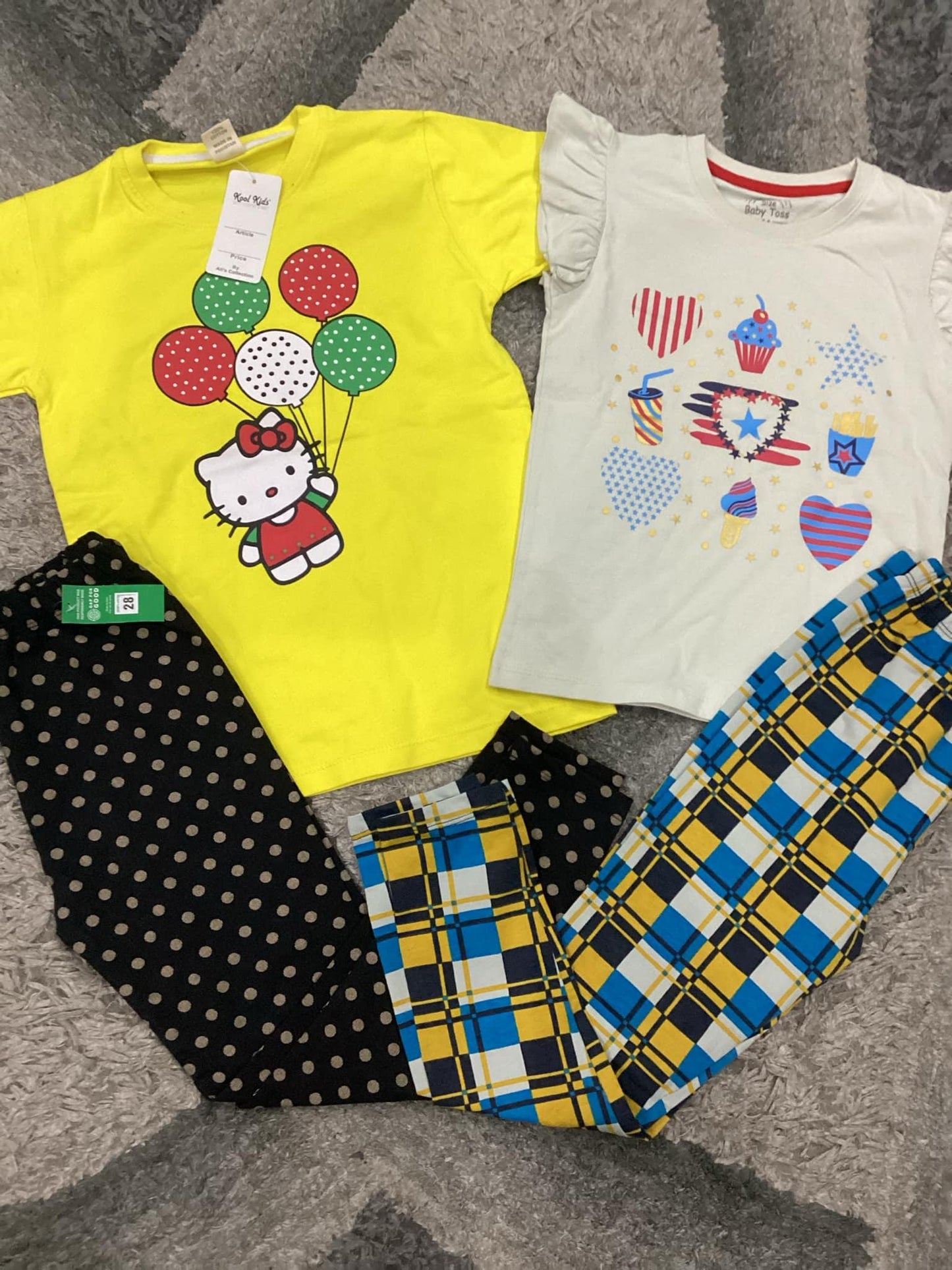 Kids Girls Summer Shirts and Tights Pack 7-8 Years
