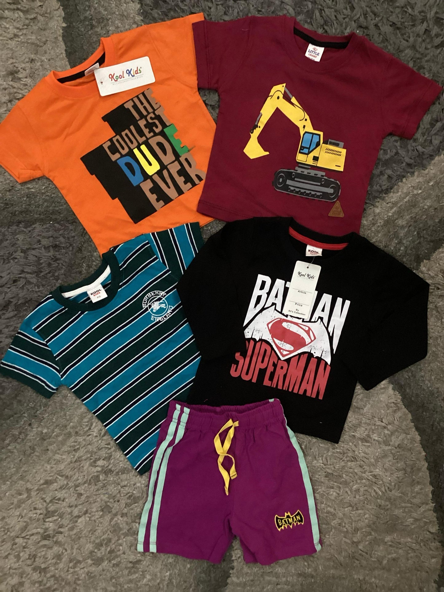 Kids Boys Summer New Arrivals on Sale Deal Pack of 5 for 9-12 Months