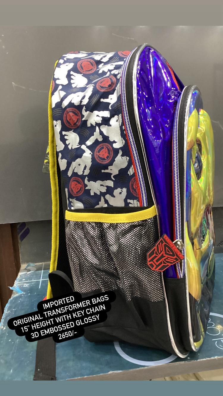 Kids Girls Boys School Bag Pack High Quality Double Zipper 3D Transformer