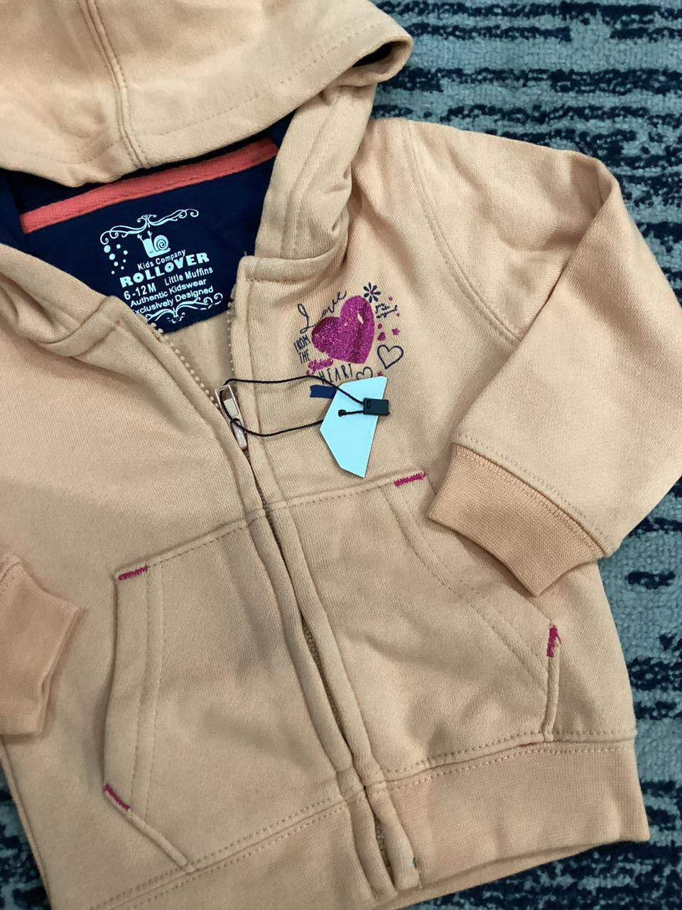 Kids Girls Affordable Baby Outfits –- Winter Original Rollover Zipper Hoodie Warm Glittery