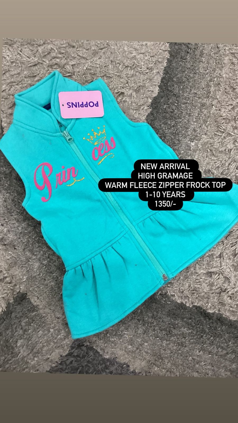 Kids Girls Affordable Baby Outfits –- Winter Warm Branded Original Zipper Top