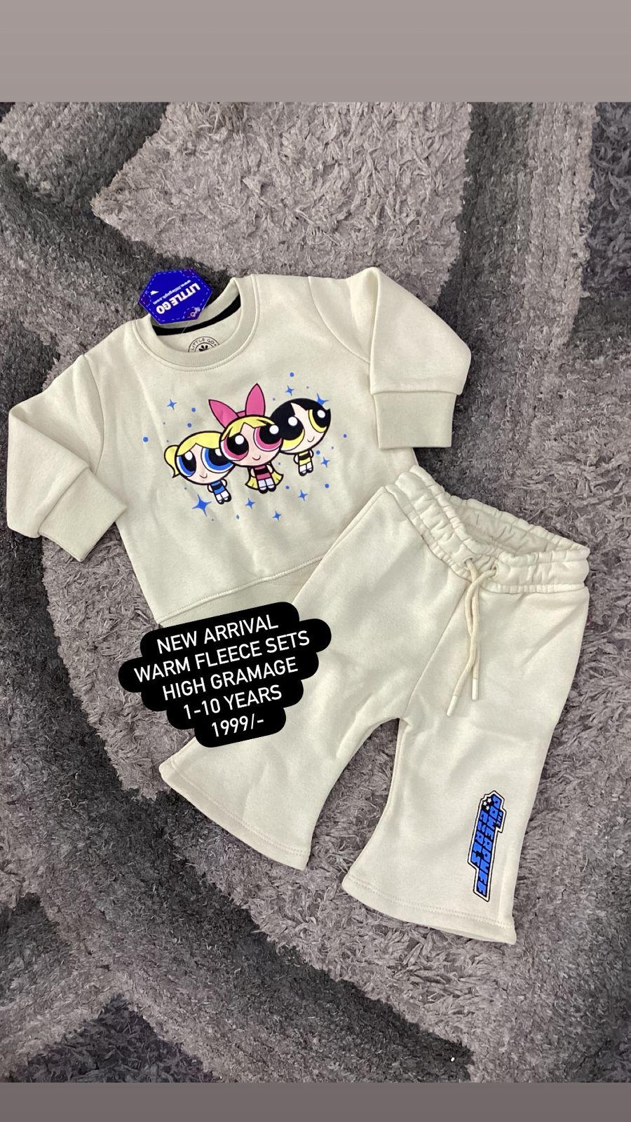 Kids Girls Affordable Baby Outfits –- Winter Warm Fleece Branded Track Suit