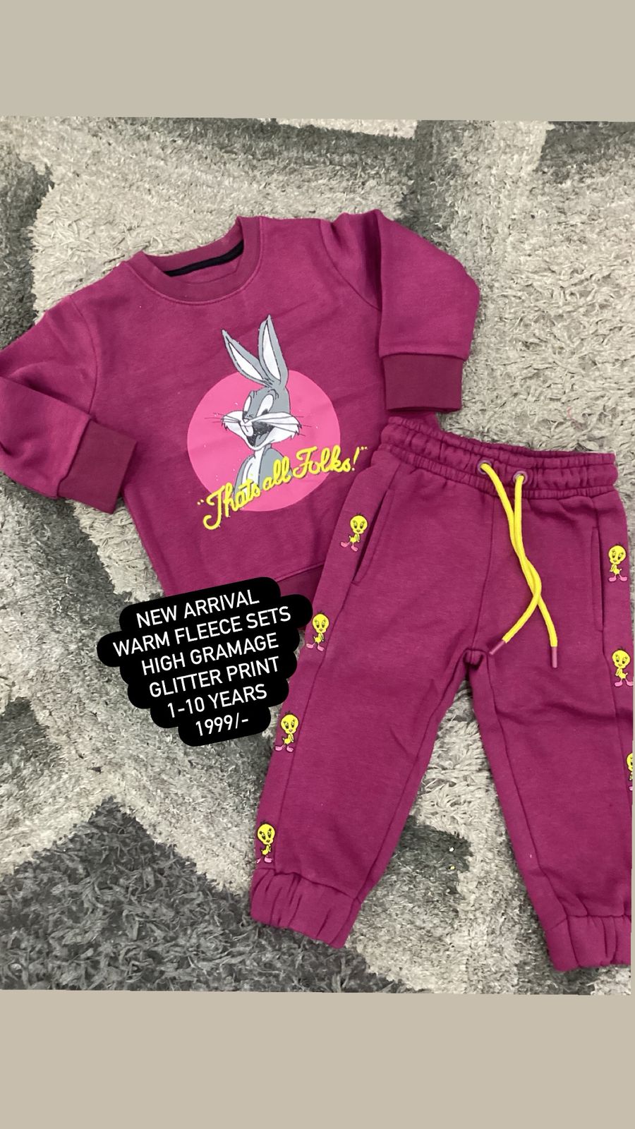 Kids Girls Boys Affordable Baby Outfits –- Winter Warm Fleece Branded Track Suit