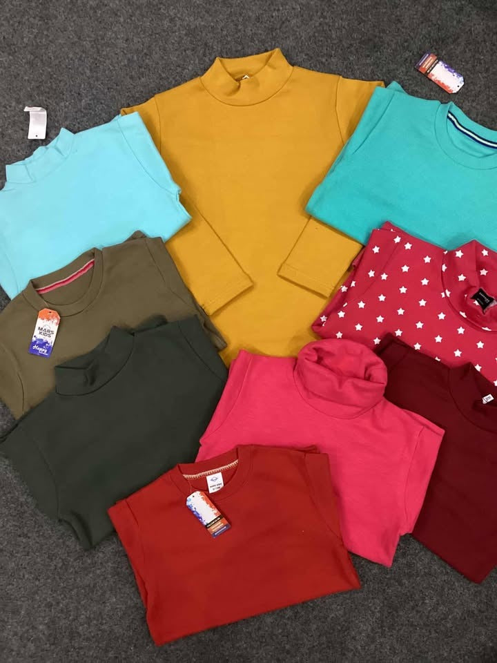 Kids Girls Boys Affordable Baby Outfits –- Winter Warm Branded Imported Mock Necks