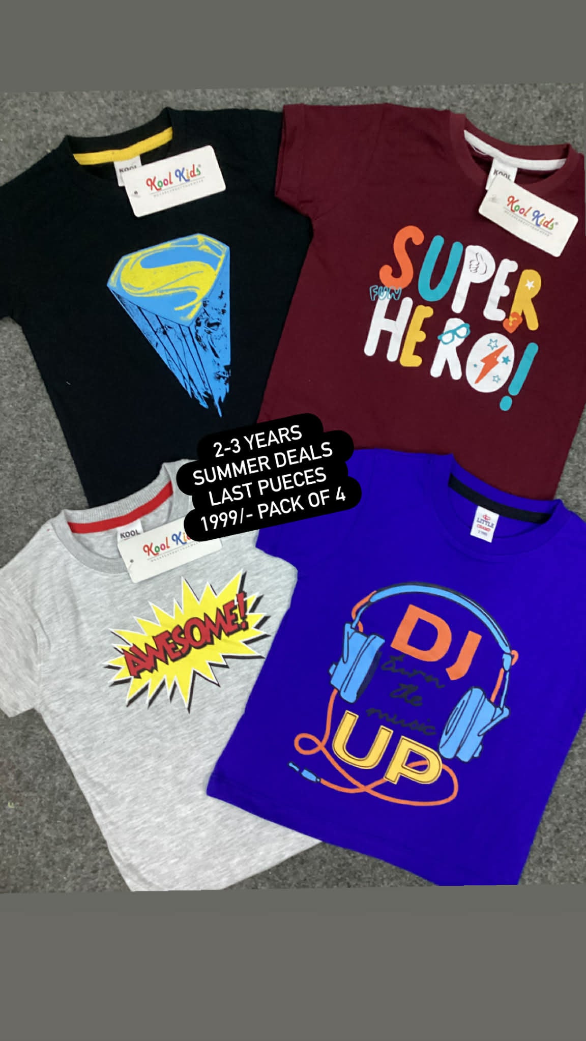 Kids Affordable Collection 2026: Kids Boys Branded Packs Deal Summer Sale 2-3 Year