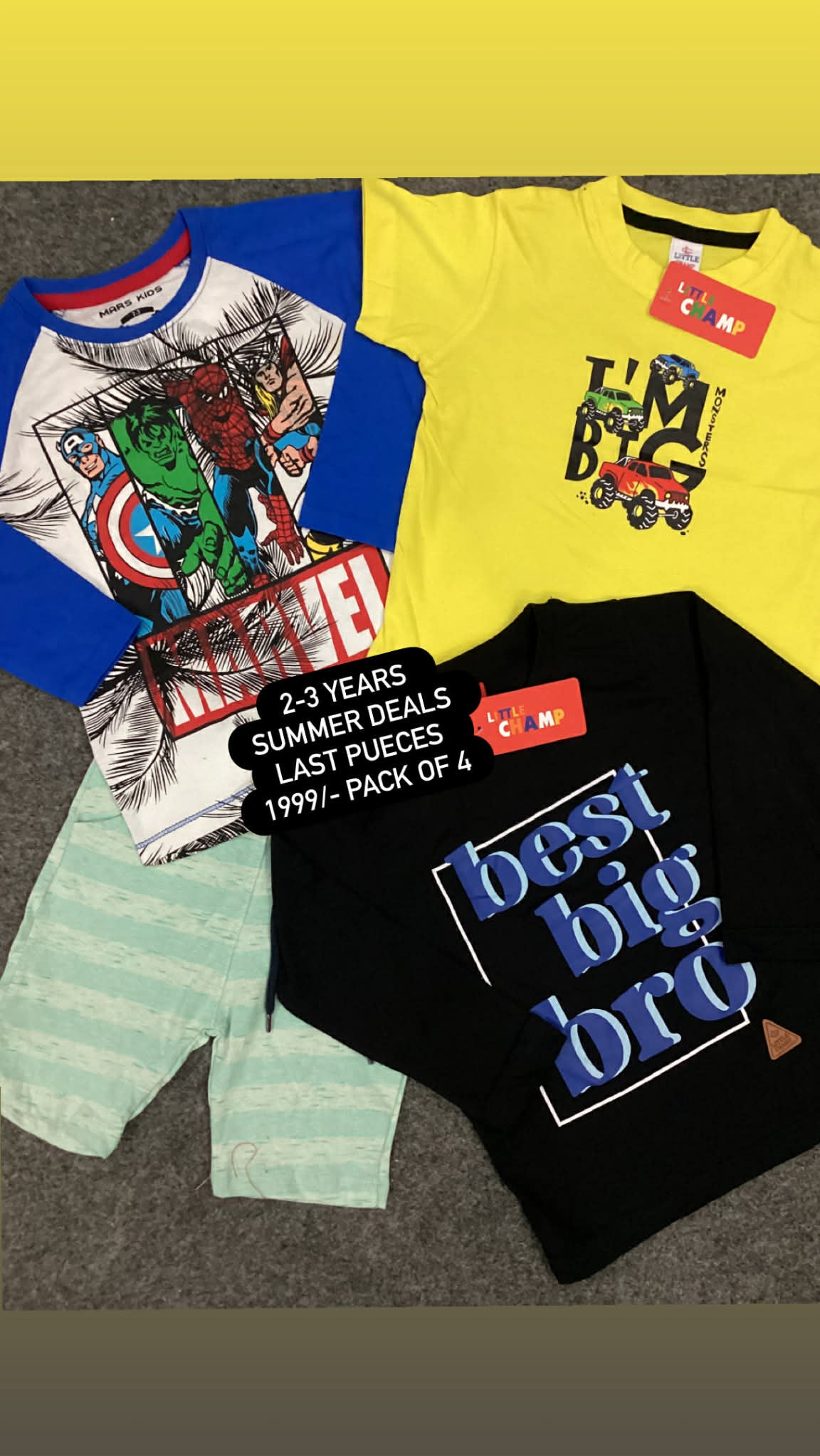 Kids Affordable Collection 2026: Kids Boys Branded Packs Deal Summer Sale 2-3 Year