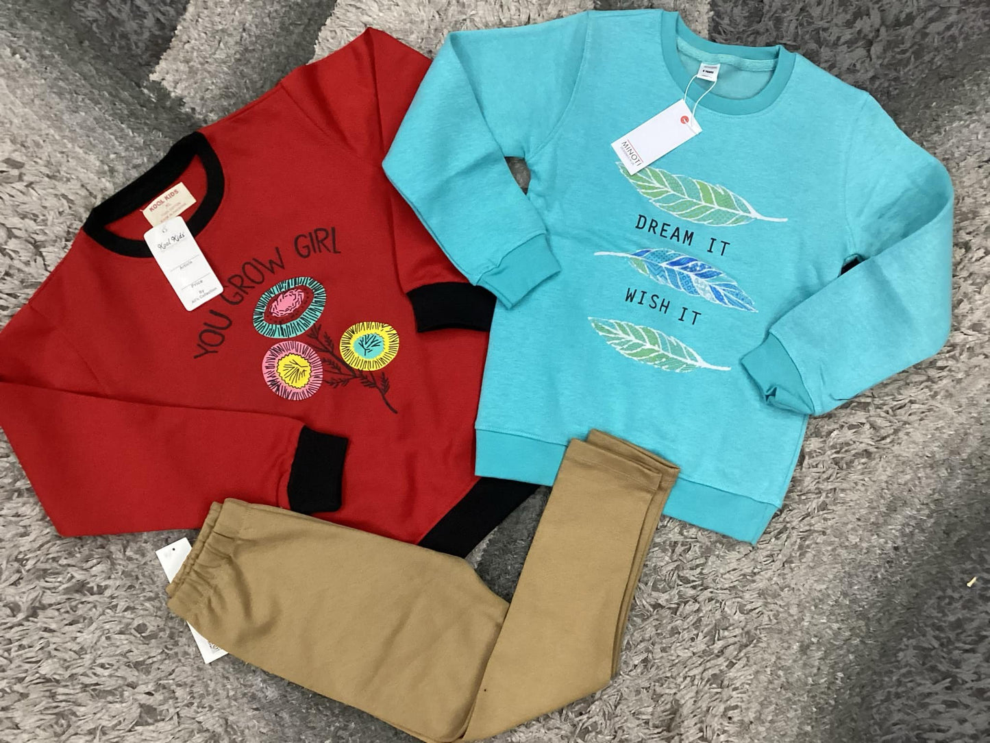 Kids Girls Boys Winter Fleece Warm Shirt and Trousers Imported Brand