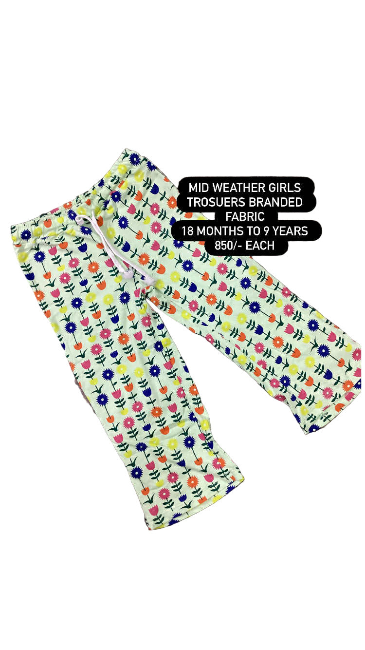 Kids Girl Affordable Baby Outfits –- Printed Branded Cotton Trousers