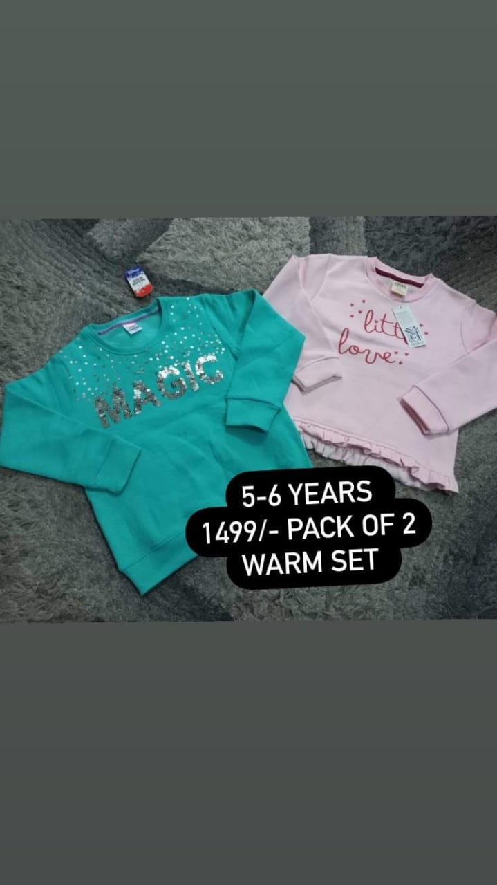 Kids Girls Boys Fleece Warm Set Pink Pack of 2 5-6 Year