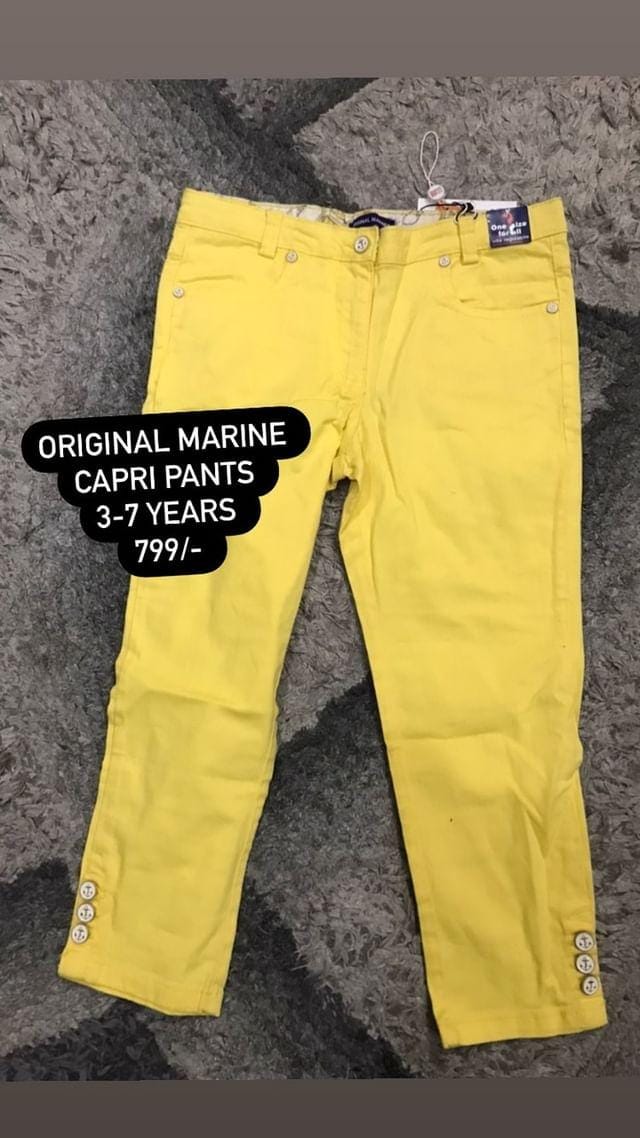 Kids Girls Original Marine Yellow Capri Pent