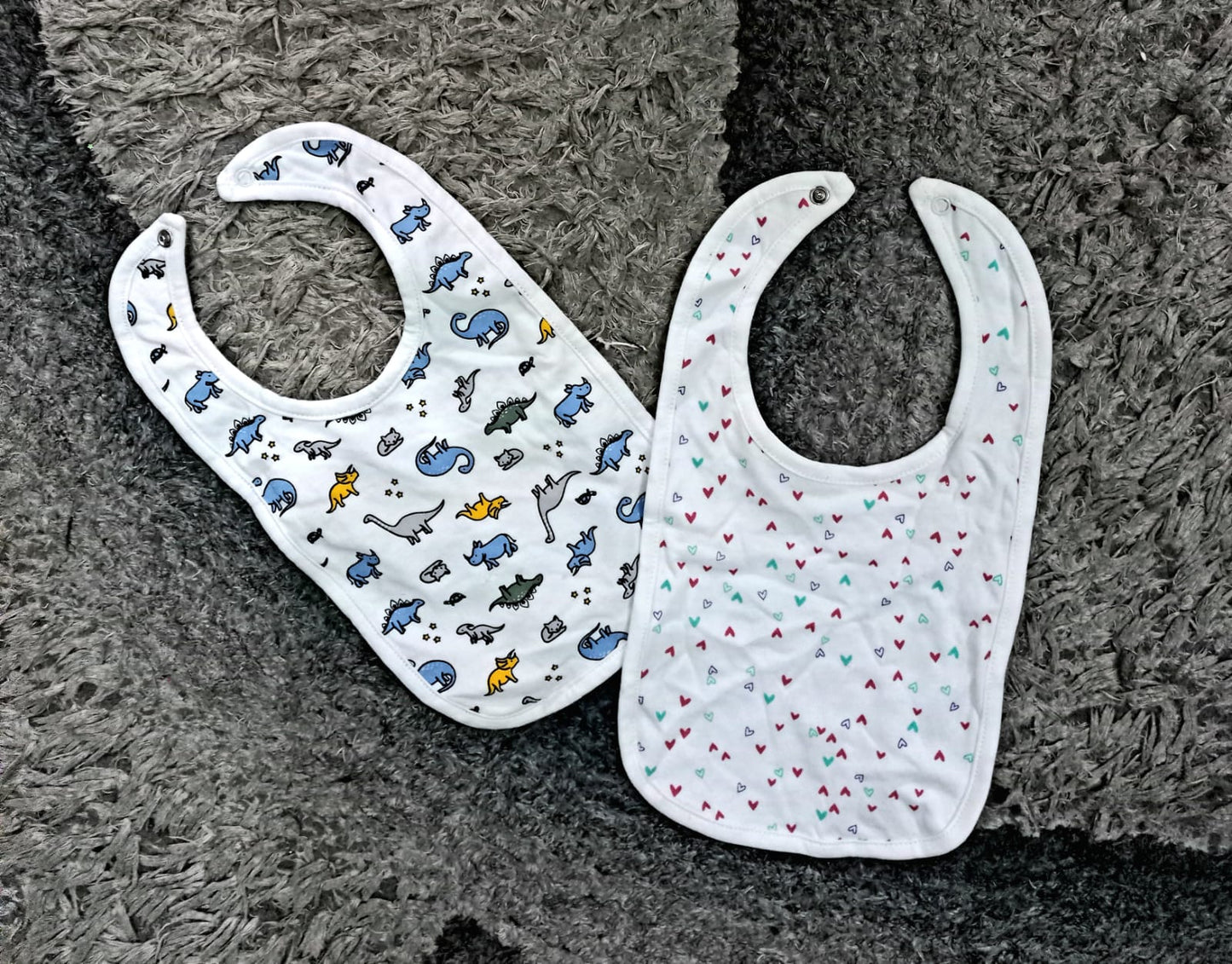 Kids Infant Minnie Minors Bib Pack of 2 Dino and Pink Hearts