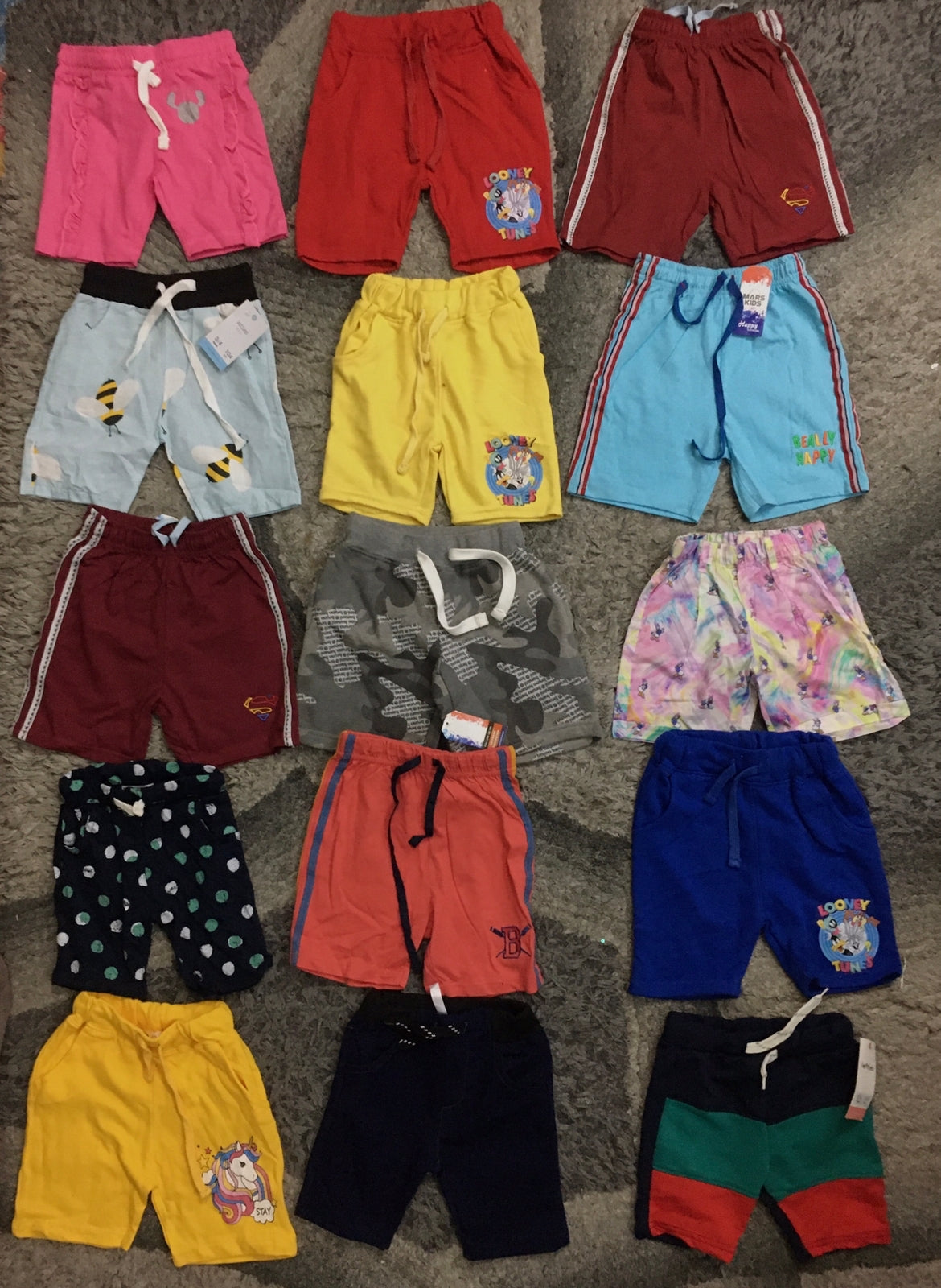 Kids Girls Boys Pack of 4 Branded Shorts (3-4Year) (Random Colors)