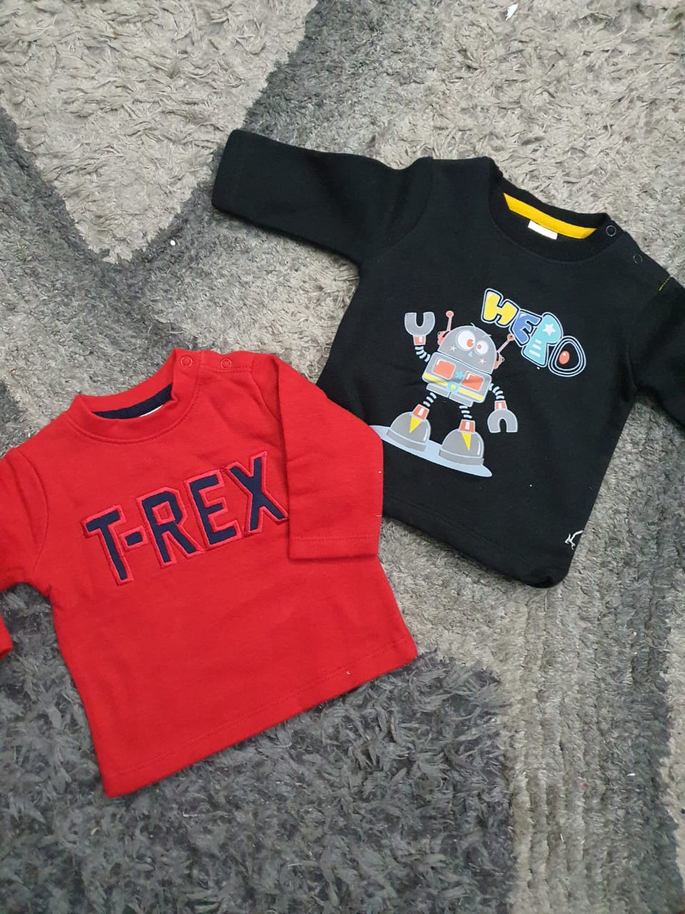 Kids Infant Branded Fleece/Terry Winter Warm Shirt 0-3Months Pack of 2
