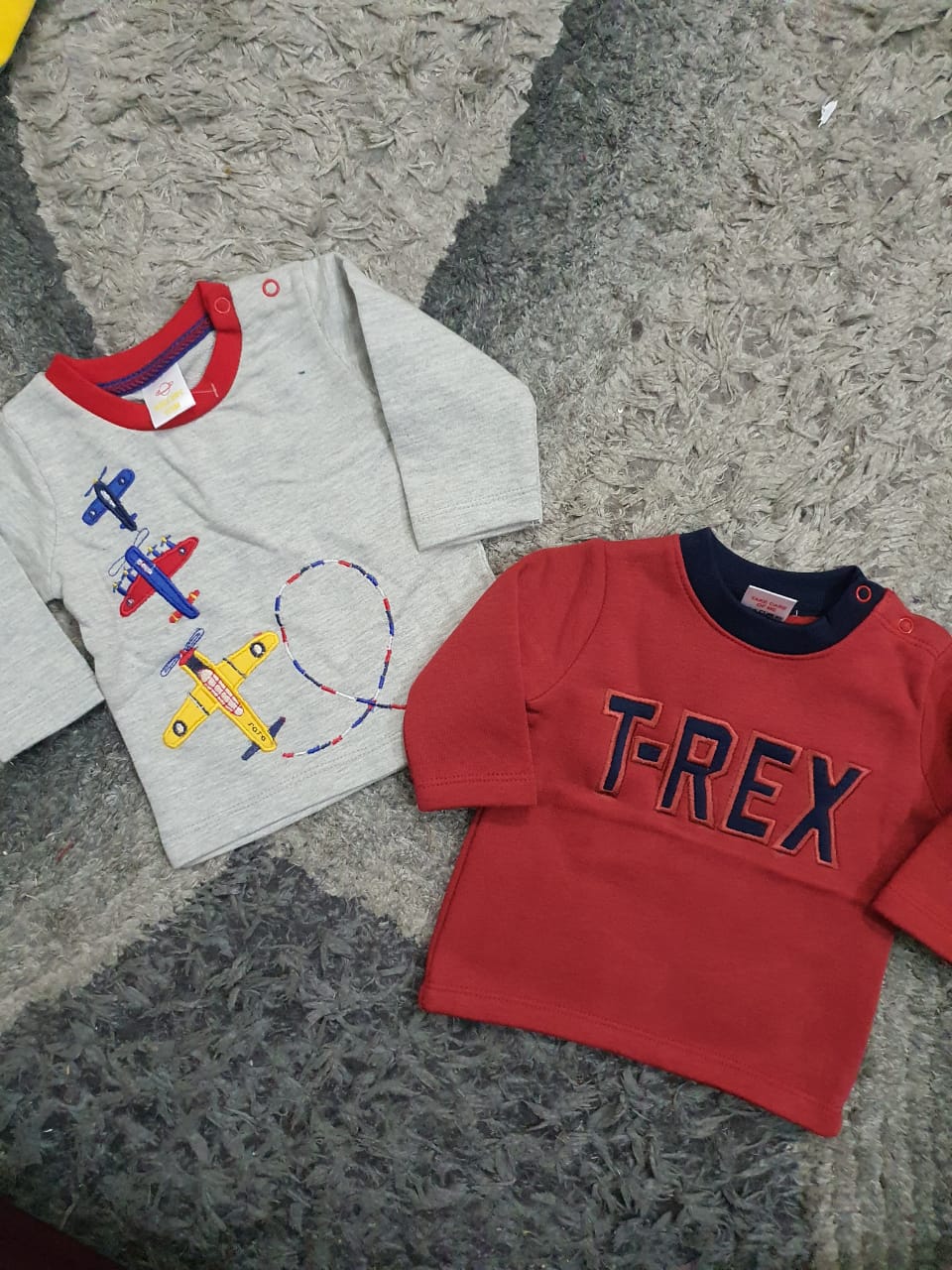 Kids Infant Branded Fleece/Terry Winter Warm Shirt 0-3Months Pack of 2