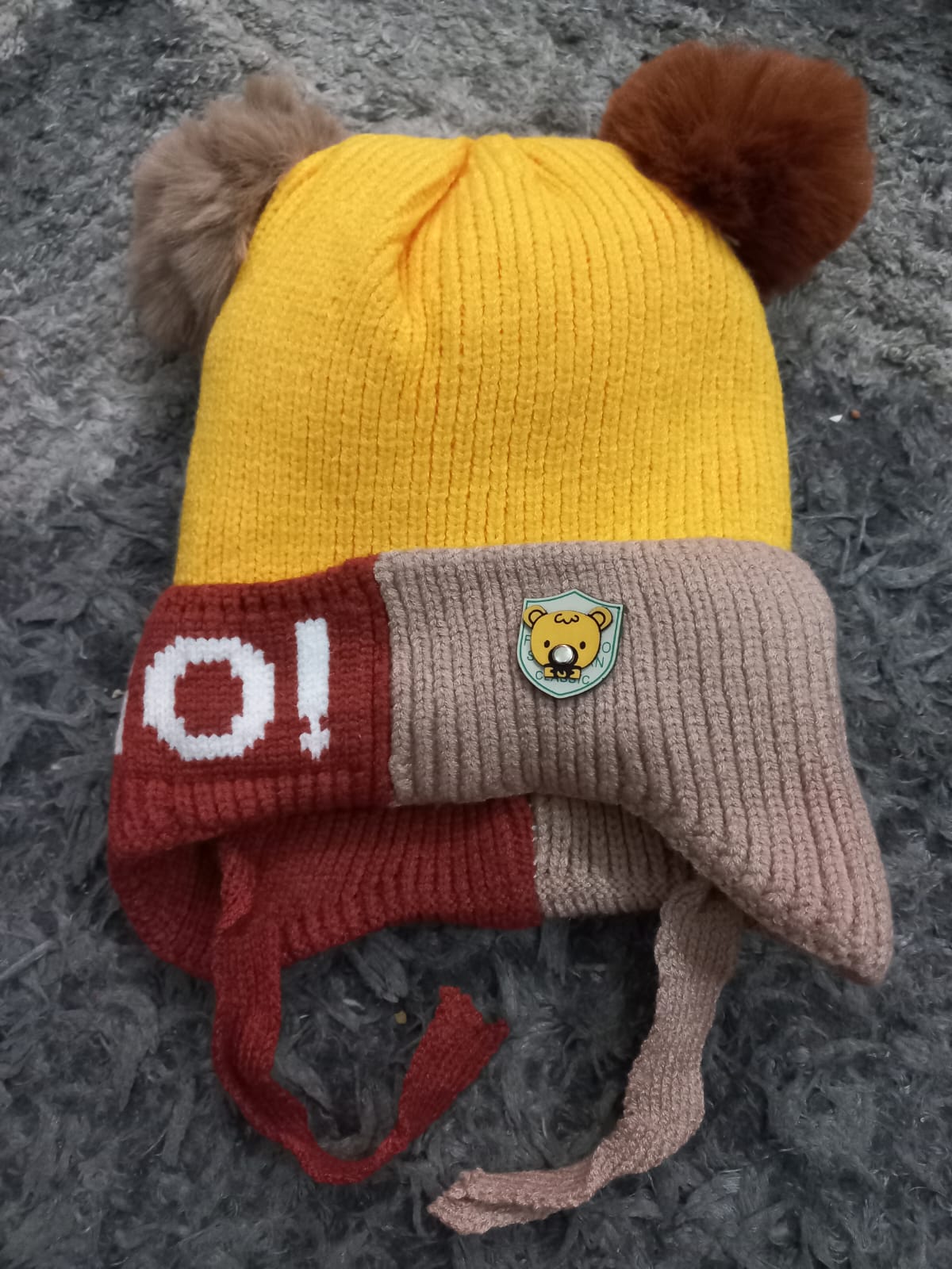 Kids Winter Warm Woolen Caps 2-5 Year Double Layer Caps Free Size