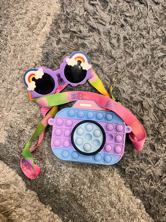 Pack of 2 A Pop it Bag Camera style with Elgent Rainbow glasses Blessed Sale