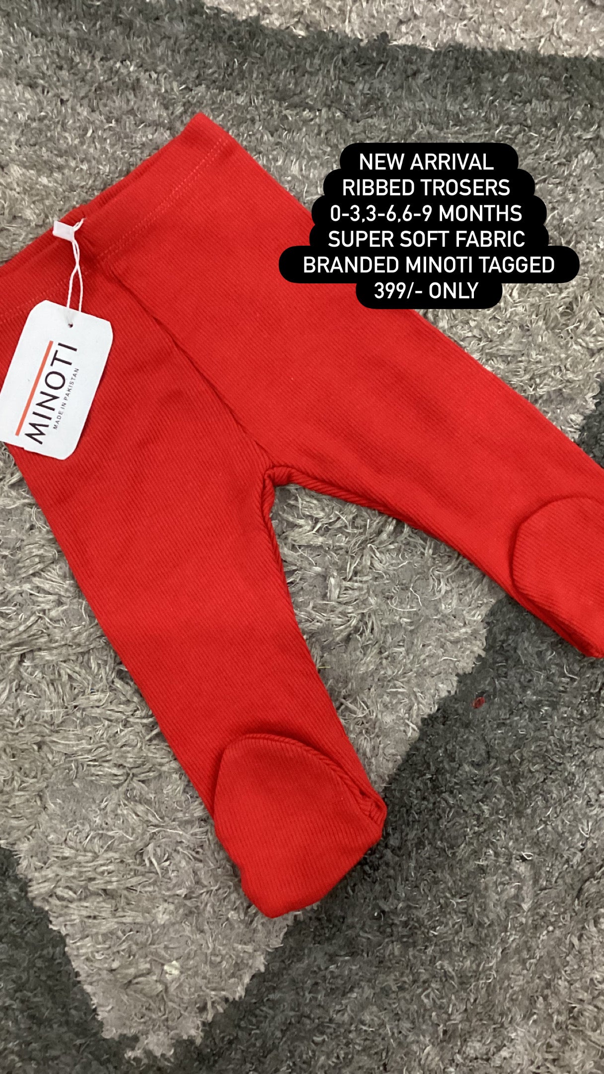 Kids Infant Affordable Baby Outfits –- Winter Mid Weather Ribbed Minoti Branded Trousers
