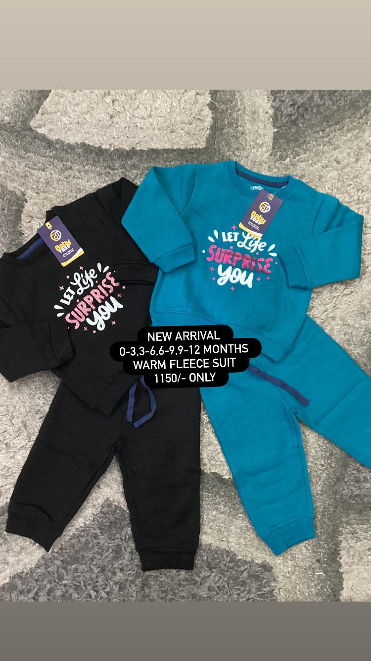 Kids Infant Affordable Baby Outfits –- Warm Fleece Branded Track Suit