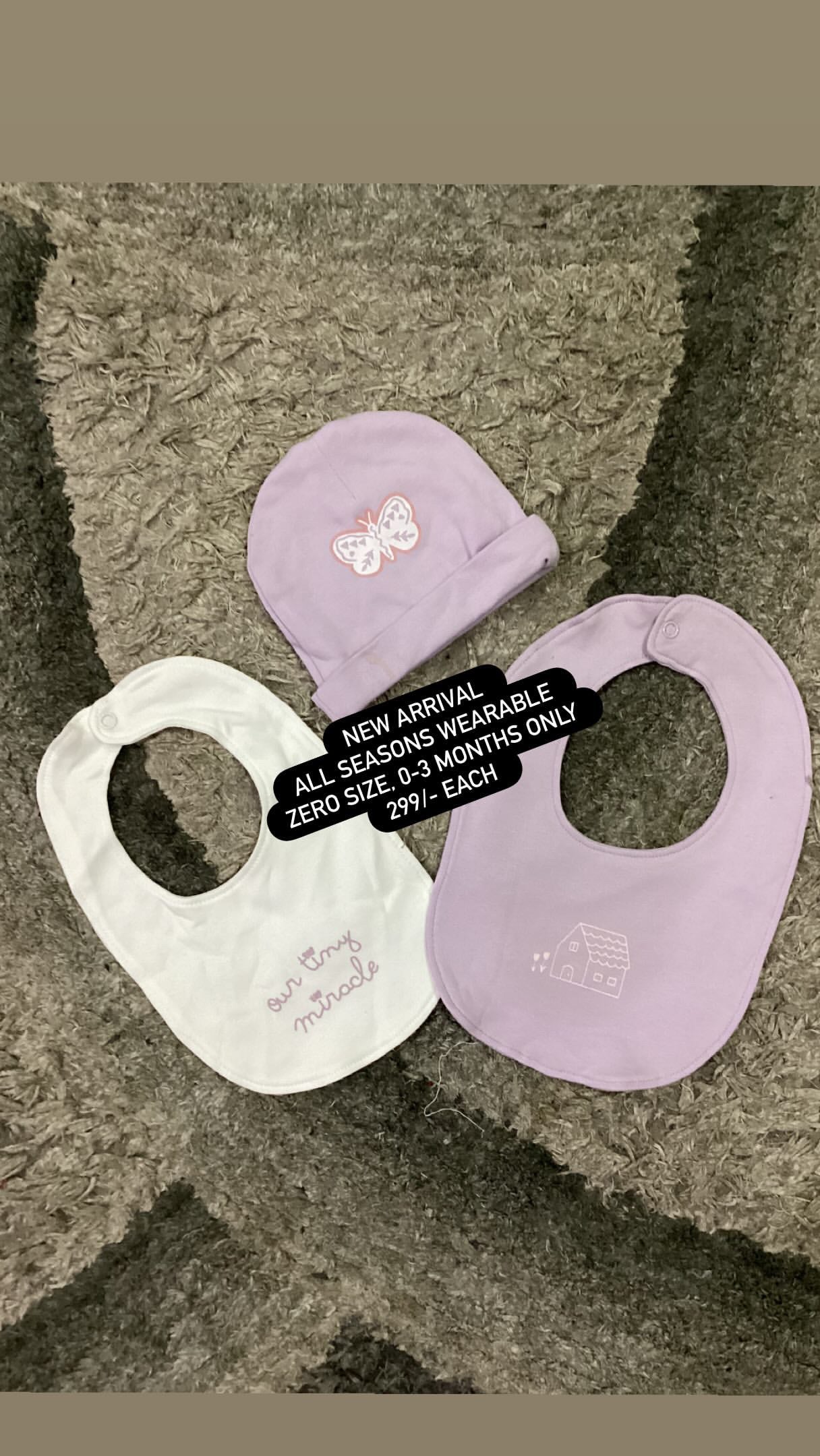 Kids Infant Affordable Baby Outfits –- Winter Original Minnie Minors Bibs and Caps Pack