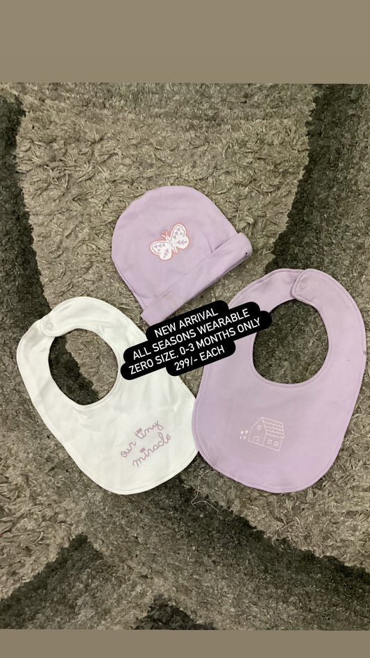 Kids Infant Affordable Baby Outfits –- Winter Original Minnie Minors Bibs and Caps Pack